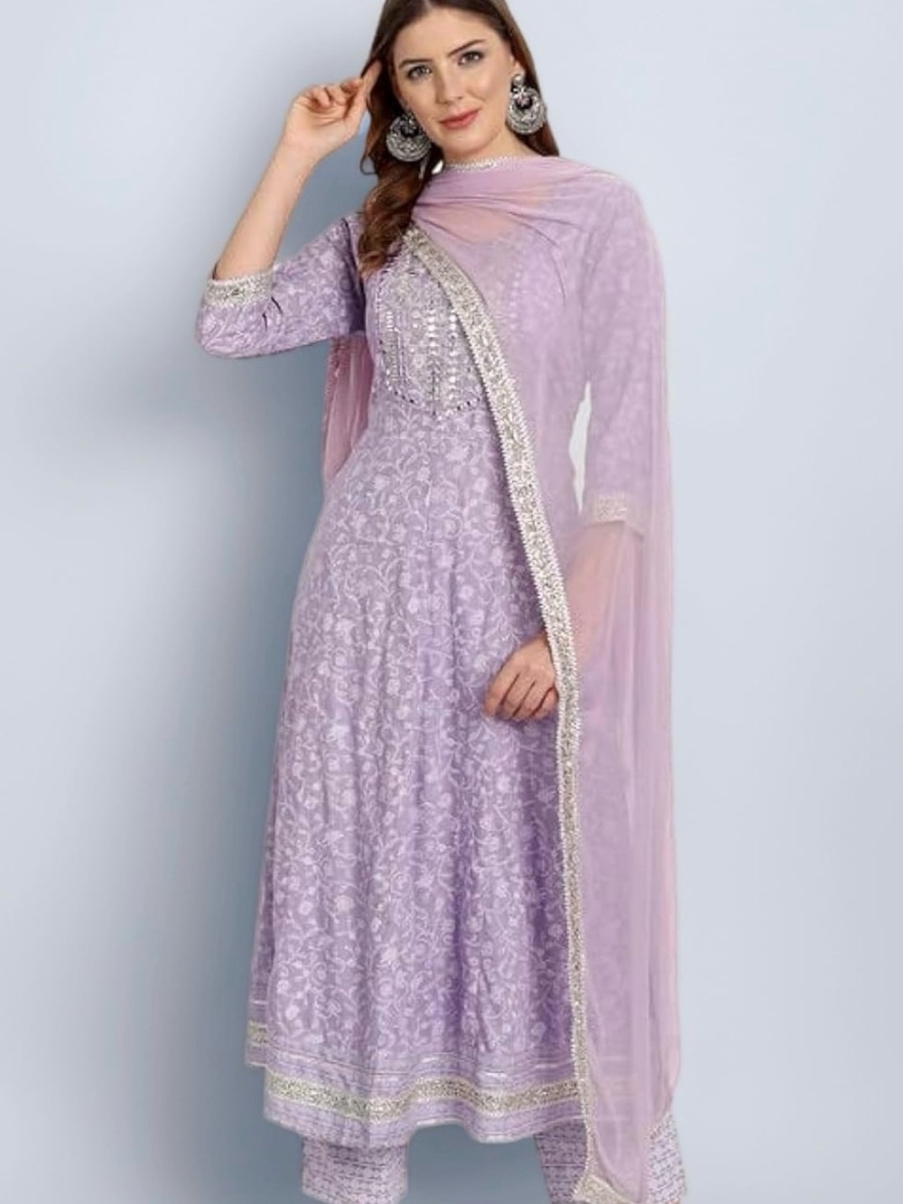 Elegant Lavender Embroidered Women’s Dress with Dupatta